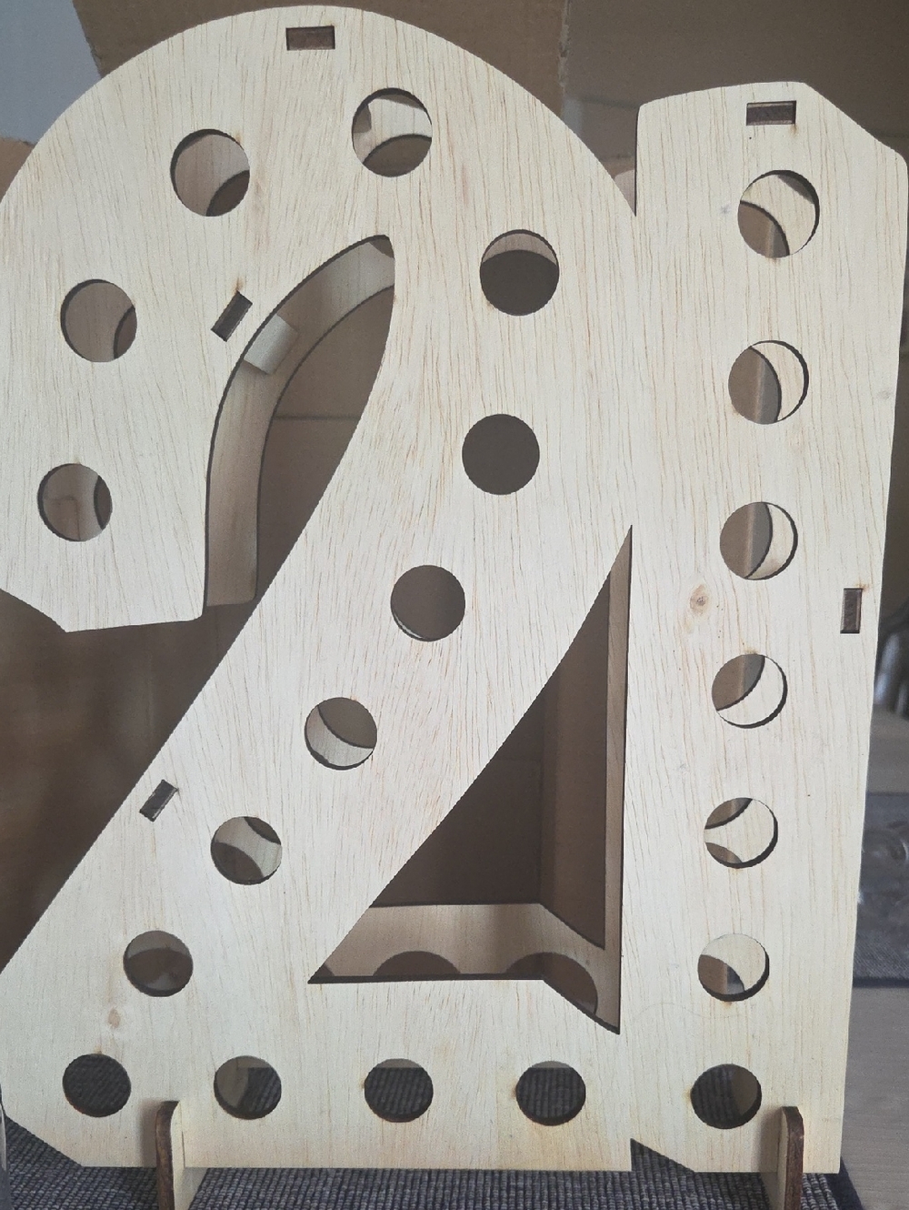 Natural Wood '21' Marquee Number Light - Home Party Supplies